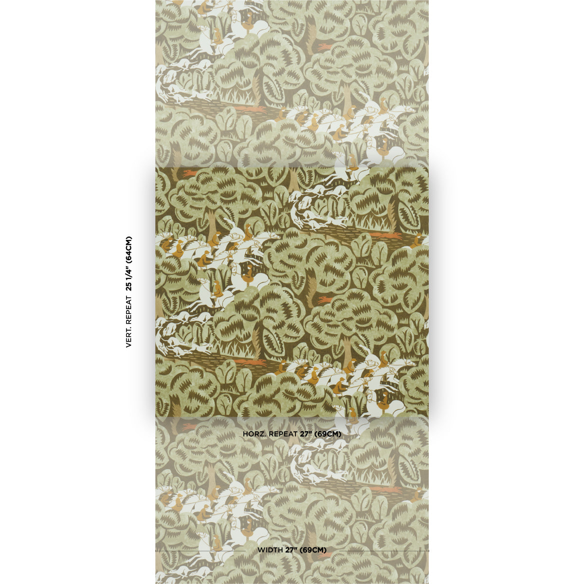 SCHUMACHER WALLCOVERING  THE NEW YORKER MARGARET SCHLOEMAN'S FOX CHASE   SAGE & SOFT BROWN   - 5016152