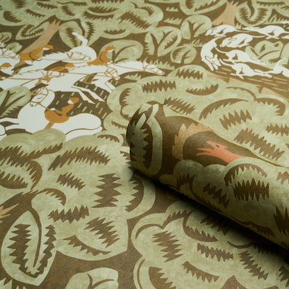 SCHUMACHER WALLCOVERING  THE NEW YORKER MARGARET SCHLOEMAN'S FOX CHASE   SAGE & SOFT BROWN   - 5016152