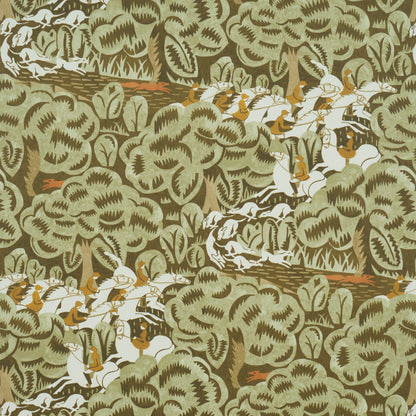 SCHUMACHER WALLCOVERING  THE NEW YORKER MARGARET SCHLOEMAN'S FOX CHASE   SAGE & SOFT BROWN   - 5016152