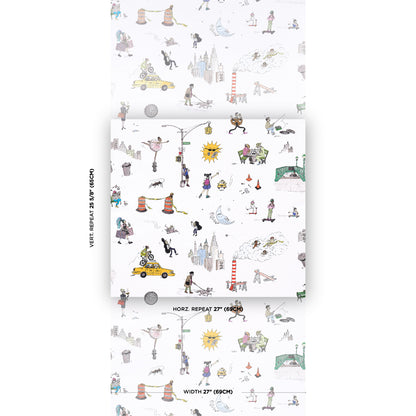 SCHUMACHER WALLCOVERING  THE NEW YORKER JOANA AVILLEZ'S STREET SCENES   MULTICOLOR ON WHITE   - 5016170