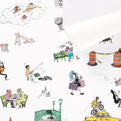 SCHUMACHER WALLCOVERING  THE NEW YORKER JOANA AVILLEZ'S STREET SCENES   MULTICOLOR ON WHITE   - 5016170