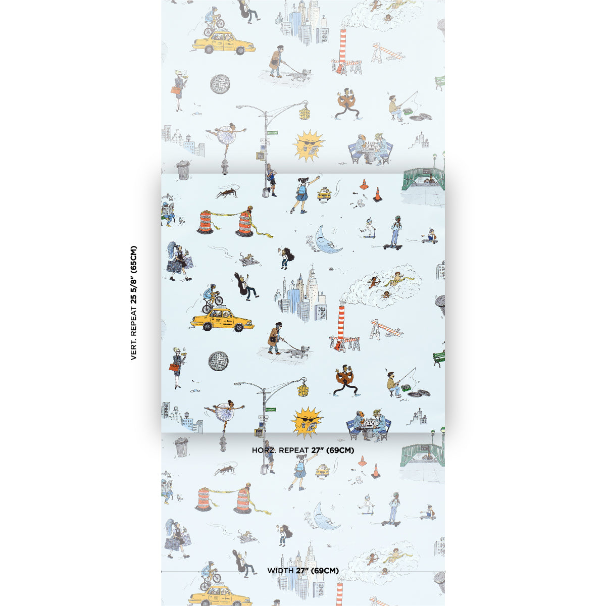 SCHUMACHER  THE NEW YORKER JOANA AVILLEZ'S STREET SCENES   MULTICOLOR ON SKY BLUE   - 5016172