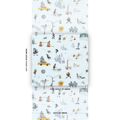 SCHUMACHER  THE NEW YORKER JOANA AVILLEZ'S STREET SCENES   MULTICOLOR ON SKY BLUE   - 5016172