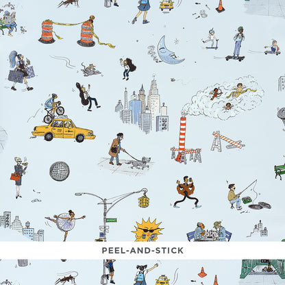 SCHUMACHER  THE NEW YORKER JOANA AVILLEZ'S STREET SCENES   MULTICOLOR ON SKY BLUE   - 5016172