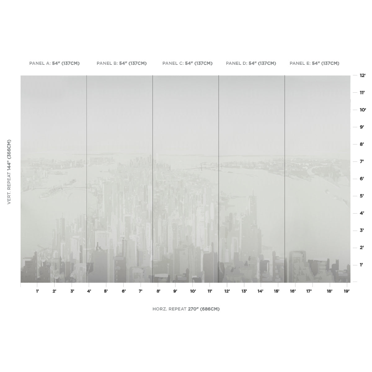 SCHUMACHER  THE NEW YORKER PASCAL CAMPION'S NEW YORK SKYLINE   SOFT GRAY   - 5016192
