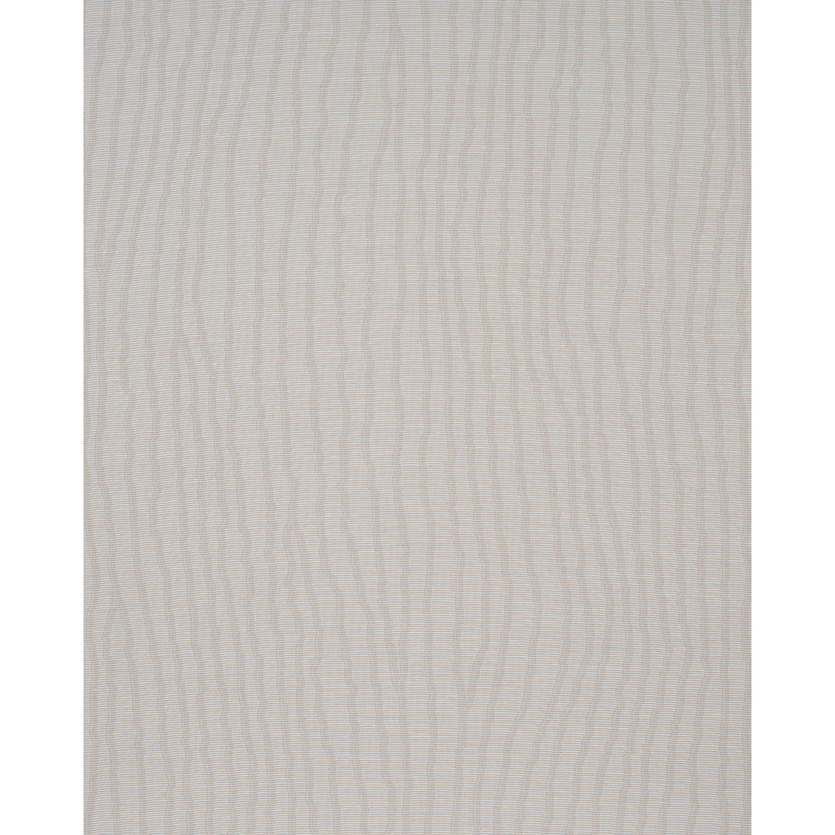 Beige textured wallcovering with subtle gray vertical wavy stripes.