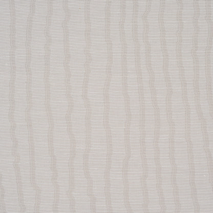 Beige wallcovering with a linen-like woven texture and subtle wavy vertical stripes.
