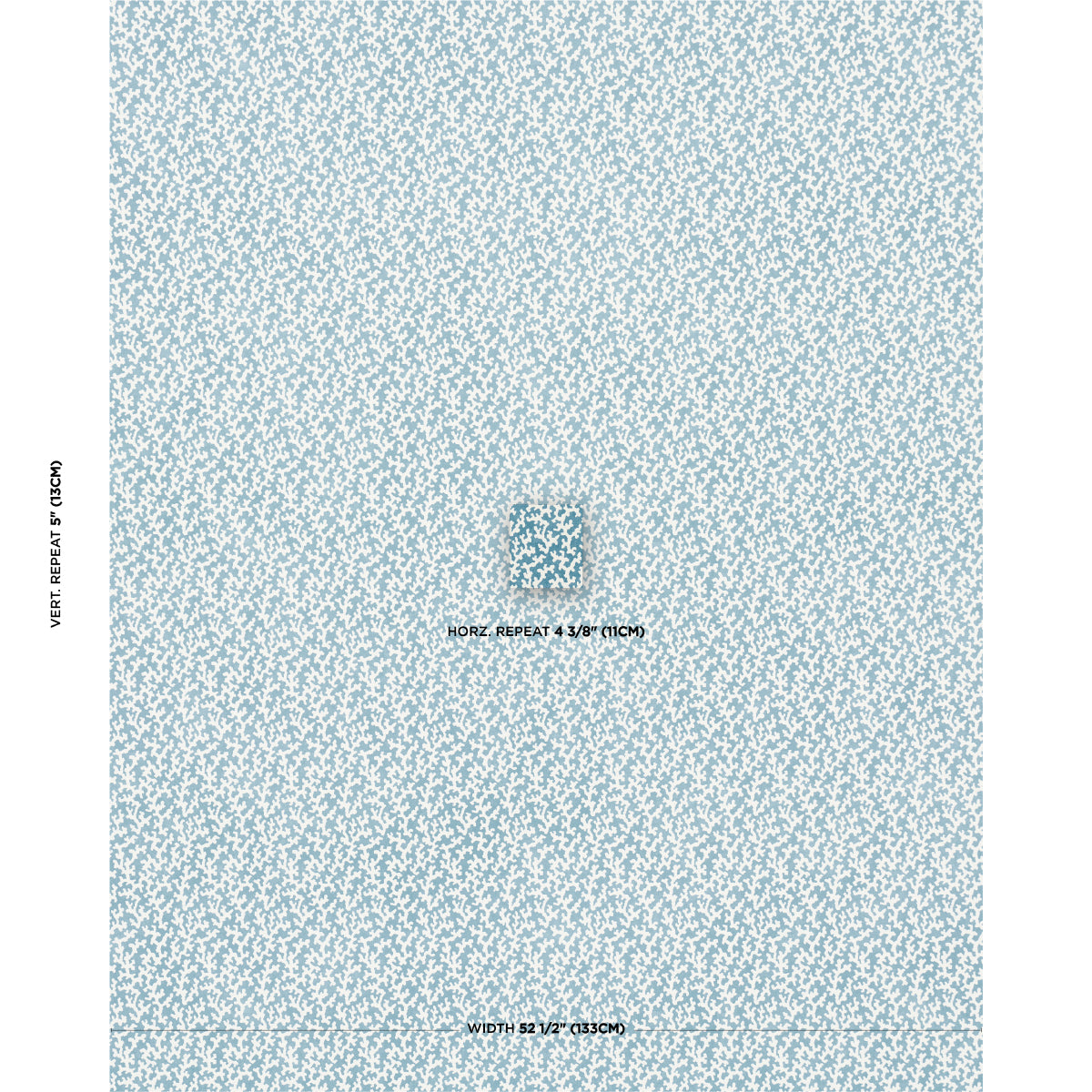 Light blue and white micro floral pattern fabric swatch with tiny repeating motifs, suitable for dresses or bedding.