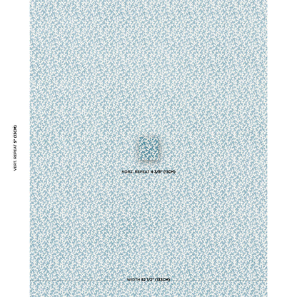 Light blue and white micro floral pattern fabric swatch with tiny repeating motifs, suitable for dresses or bedding.