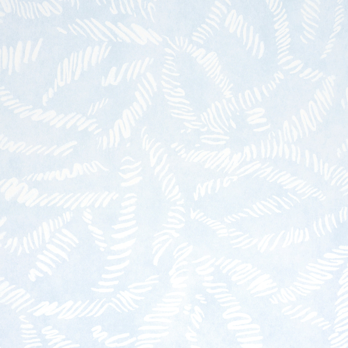 Soft blue fabric with a white spiral brushstroke pattern.