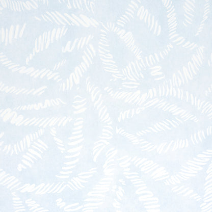 Soft blue fabric with a white spiral brushstroke pattern.