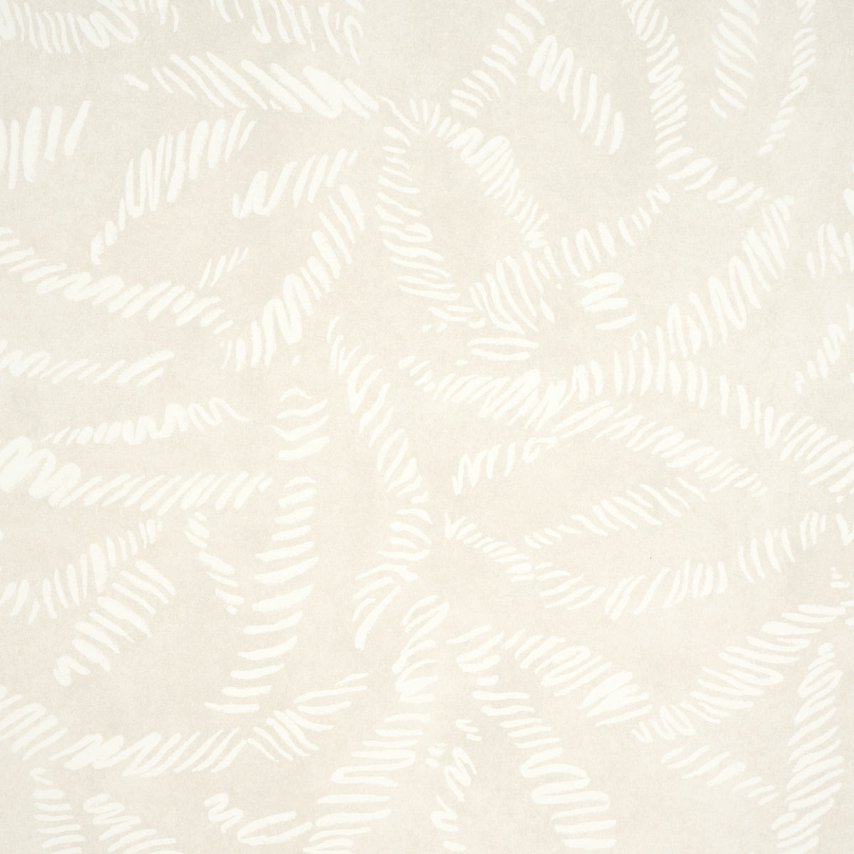 Beige background with white twisted rope-like curves in a seamless abstract pattern, suitable for wallpaper or fabric.