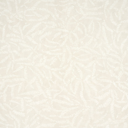 Cream fabric with subtle white fern-like pattern and soft woven texture for upholstery or drapery.