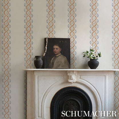 Saffron striped wallpaper swatch.