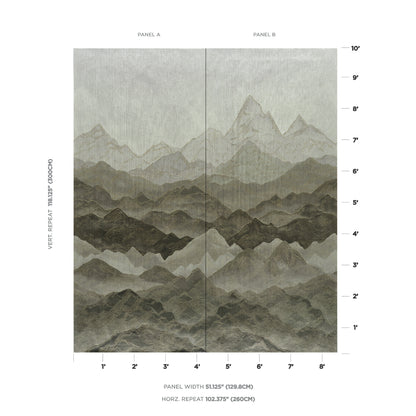 SCHUMACHER  TEXTURED & WOVEN WALLCOVERINGS ATMOSPHERIC LANDSCAPE PANEL SET   Misty Mountains   - 5016530