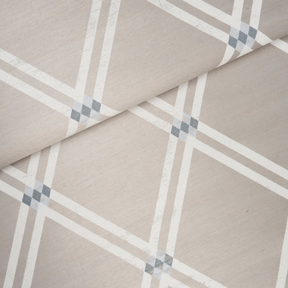 Sky blue woven plaid fabric with white grid lines and blue-gray accents; versatile for bedding, curtains, or upholstery.