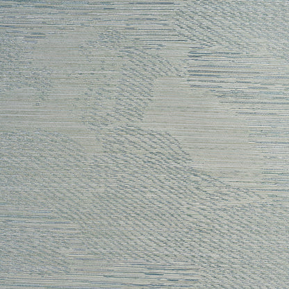 Light blue and beige woven rug with subtle horizontal striped, cloud-like pattern and soft textured surface.