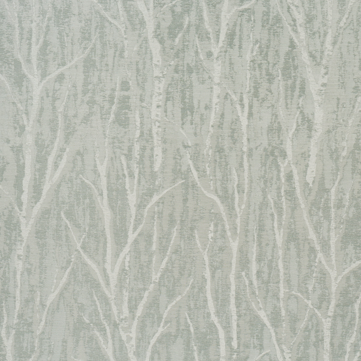 Gray wallpaper featuring white tree-branch silhouettes; nature-inspired botanical wall covering.