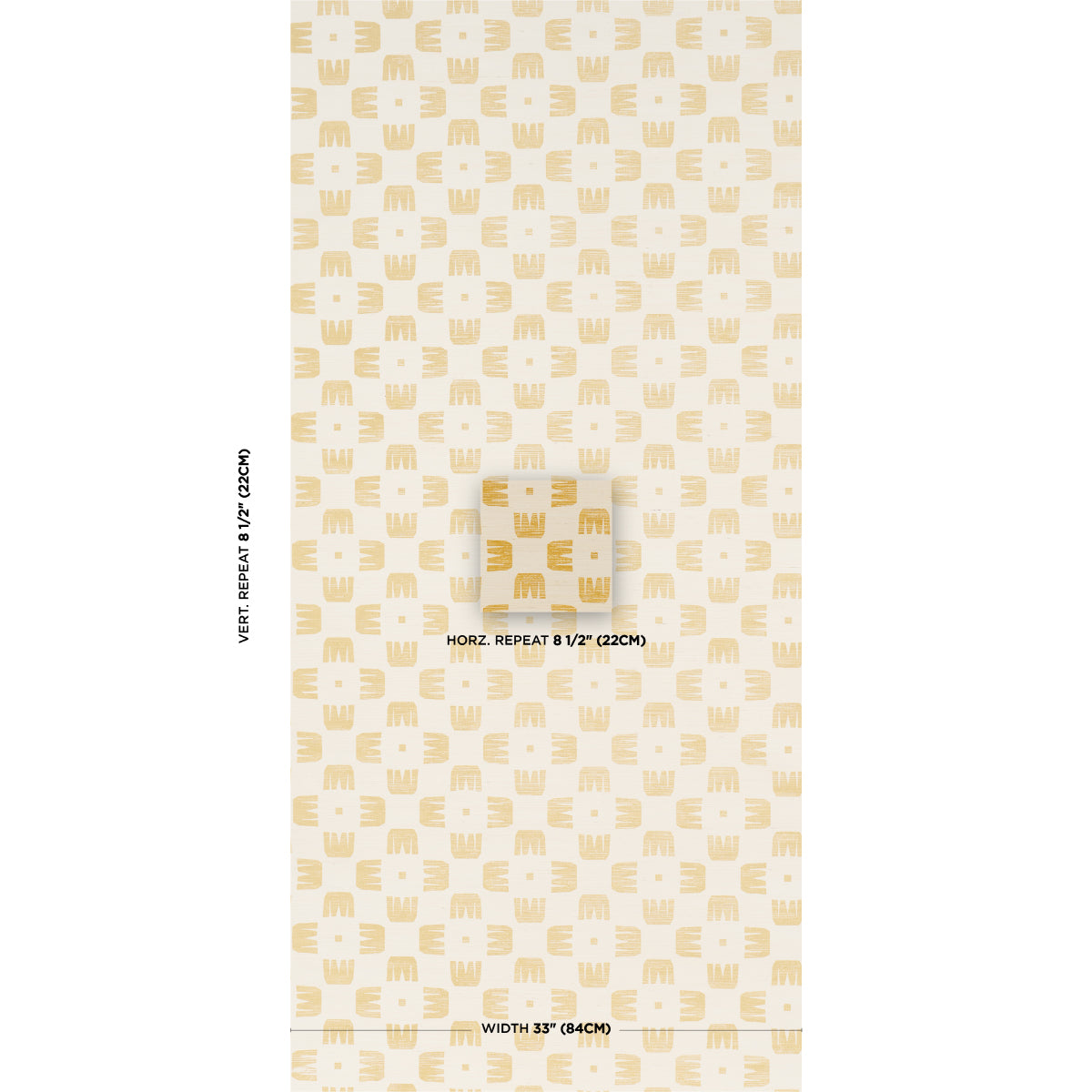 Beige-on-ivory wallpaper featuring a soft, repeating geometric grid motif in warm neutral tones.