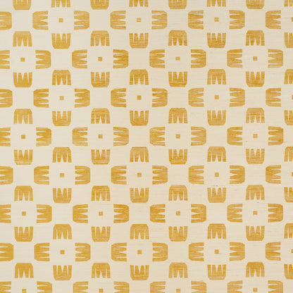 Beige fabric with repeating gold crown motif; decorative pattern suitable for wallpaper or upholstery.