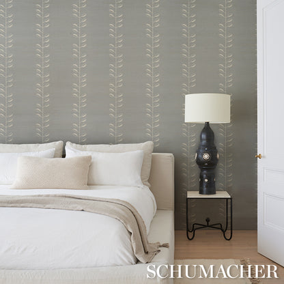 SCHUMACHER  TEXTURED & WOVEN WALLCOVERINGS GEO LEAF SISAL   MINERAL , IVORY   - 5016702