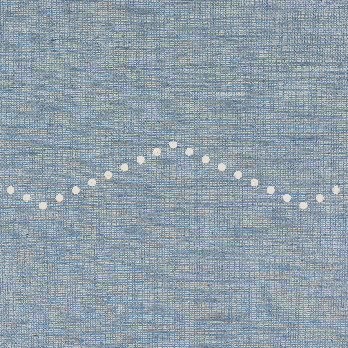 Blue textured linen-like fabric with a white dotted wave across the center.