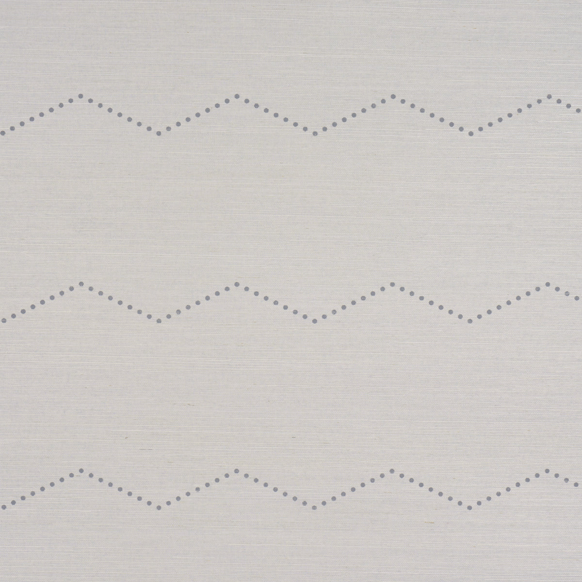 Beige linen-textured fabric with thin gray dotted zigzag stripes repeating horizontally.