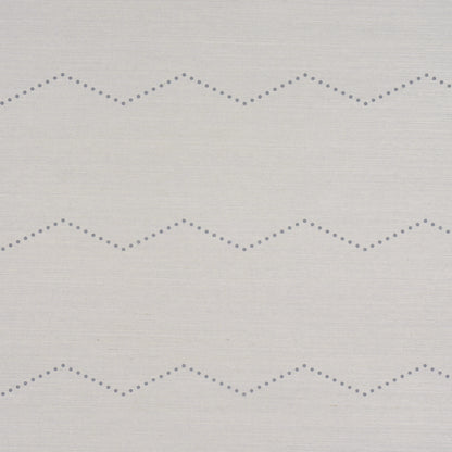 Beige linen-textured fabric with thin gray dotted zigzag stripes repeating horizontally.