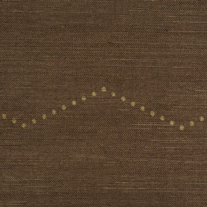 Brown burlap-style fabric with a pale yellow dotted curved line pattern.