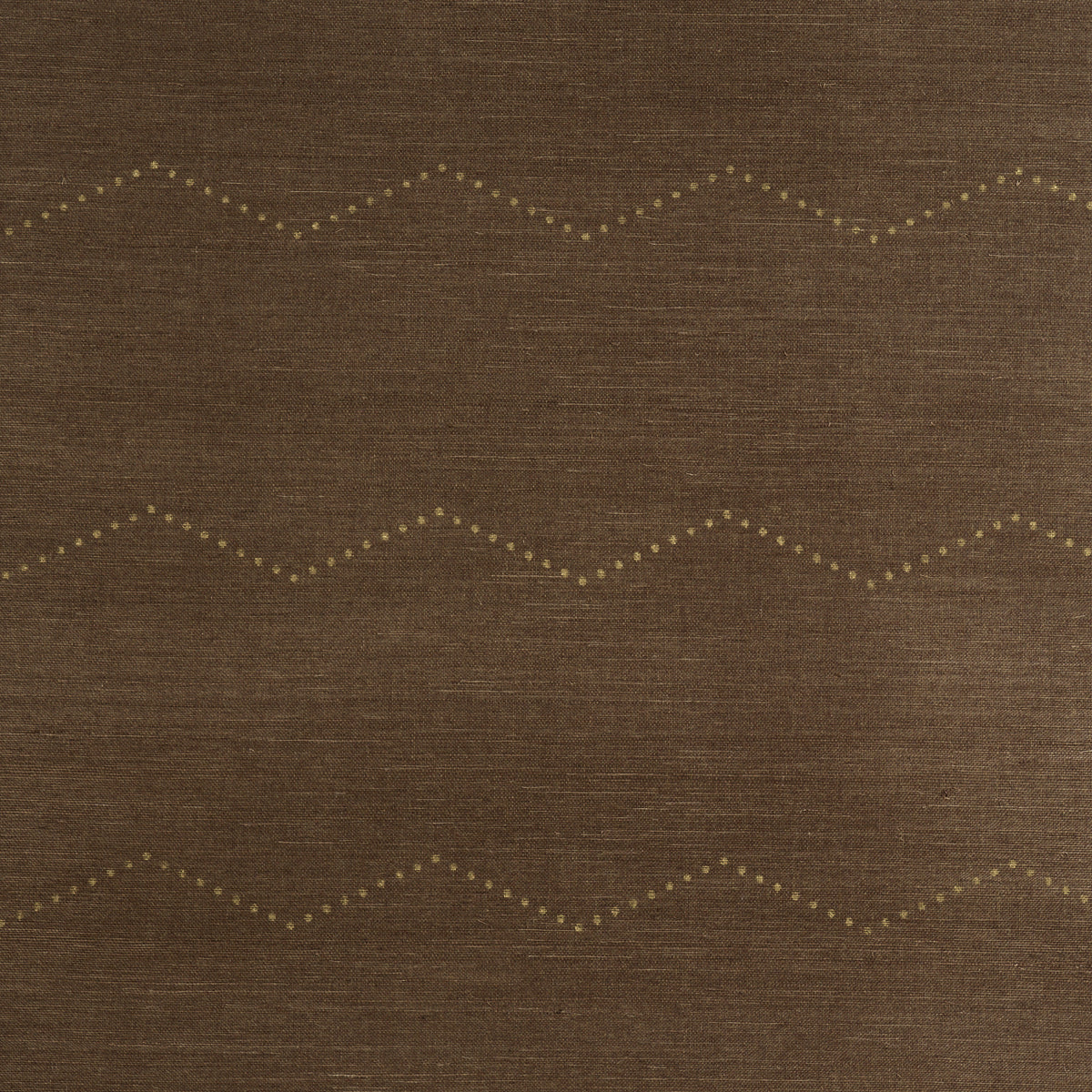 Dark brown textured sisal fabric with pale rivet stripe pattern, suitable for upholstery or drapery.