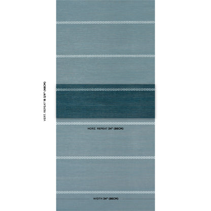 SCHUMACHER  TEXTURED & WOVEN WALLCOVERINGS CHECKERED STRIPE SISAL   PEACOCK   - 5016752