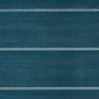 SCHUMACHER  TEXTURED & WOVEN WALLCOVERINGS CHECKERED STRIPE SISAL   PEACOCK   - 5016752