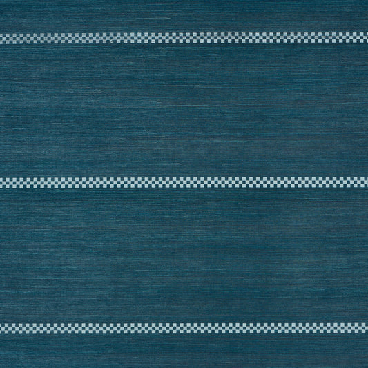 SCHUMACHER  TEXTURED & WOVEN WALLCOVERINGS CHECKERED STRIPE SISAL   PEACOCK   - 5016752