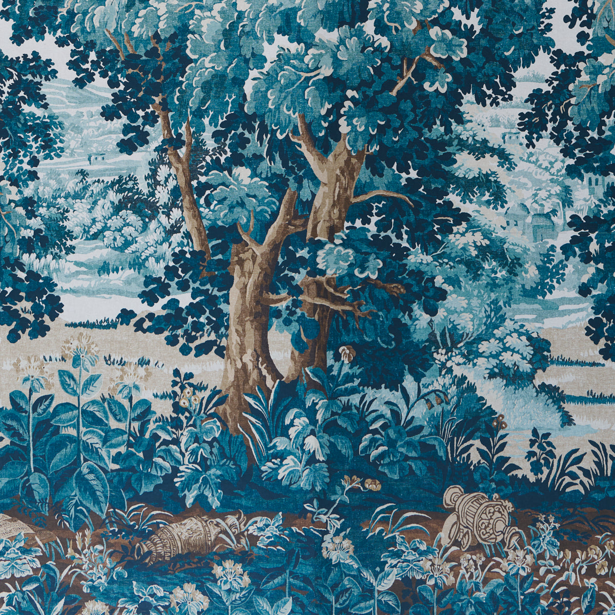 SCHUMACHER  JOHNSON HARTIG LA FOR??T 3 PANEL SET   ANTIQUE BLUE FOREST   - 5016822