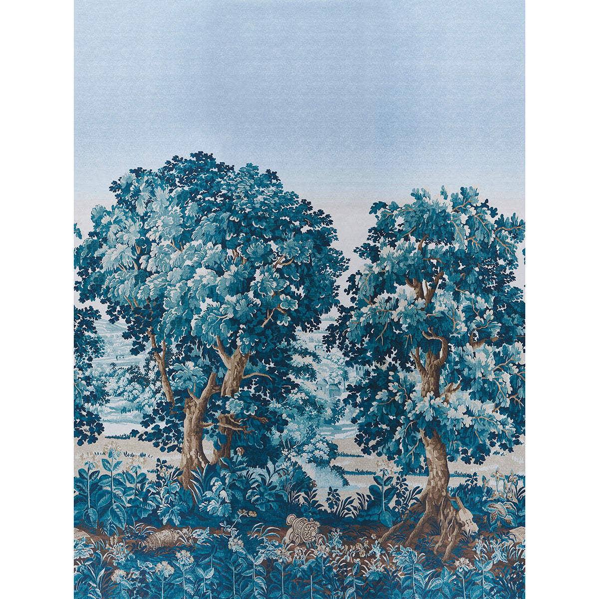 SCHUMACHER  JOHNSON HARTIG LA FOR??T 3 PANEL SET   ANTIQUE BLUE FOREST   - 5016822