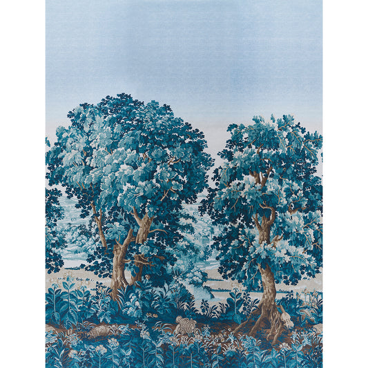 SCHUMACHER  JOHNSON HARTIG LA FOR??T 3 PANEL SET   ANTIQUE BLUE FOREST   - 5016822