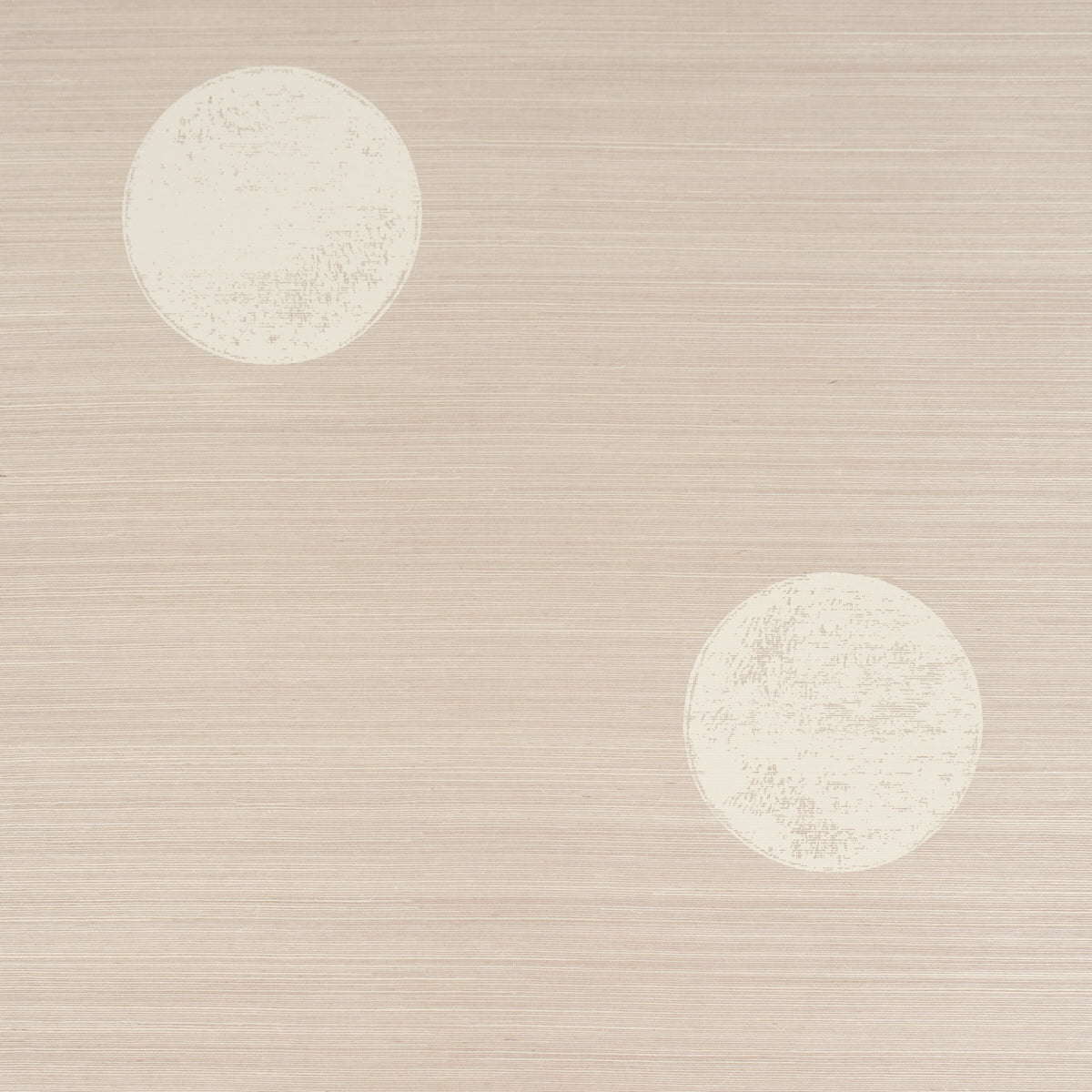 Beige textured backdrop with two distressed white circles; minimalist geometric wallpaper or fabric print.
