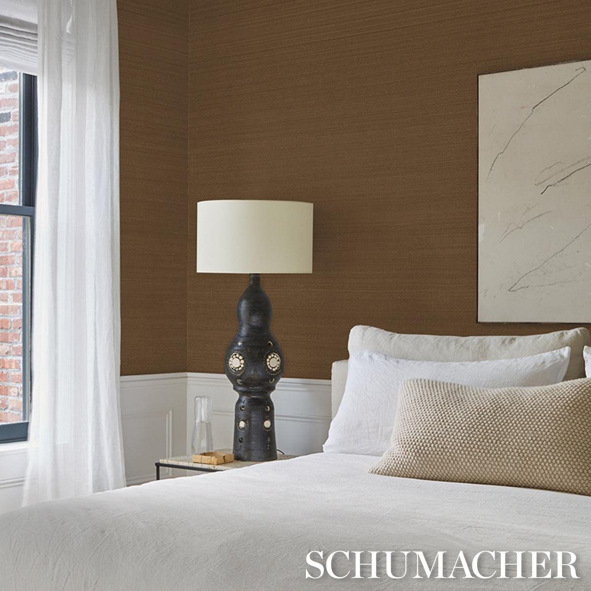 SCHUMACHER  PATTERSON FLYNN MUSA ABACA WALLCOVERING   TOFFEE   - 5016875