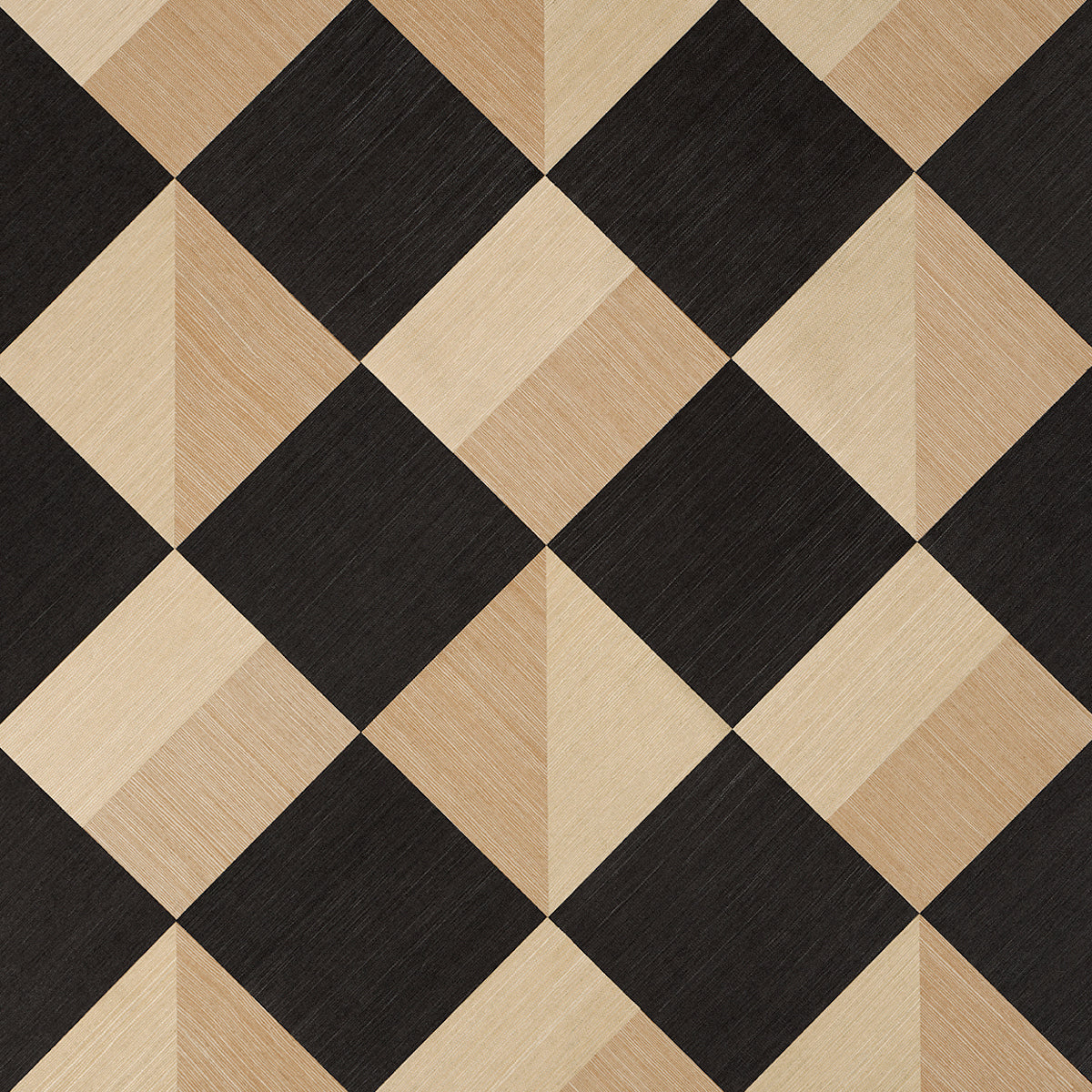 Backdrop fabric featuring a diamond checkerboard pattern in light beige and espresso tones.