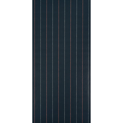 Navy blue vertical striped panel with thin white and pink lines; modern fabric/wallcovering swatch.