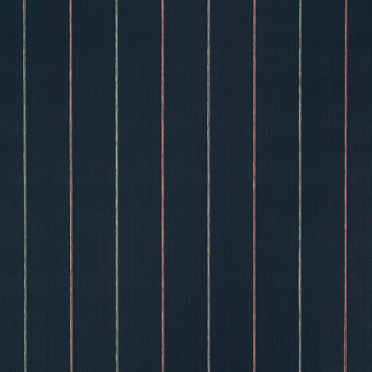 Navy blue vertical wooden slats with thin copper-brown separators, grainy panel texture.