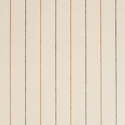 Striped backdrop fabric in a light Moonlight tone with slim blue, teal and orange stripes.