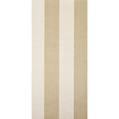 Beige and cream striped wallpaper swatch with subtle linen texture, vertical stripe design.