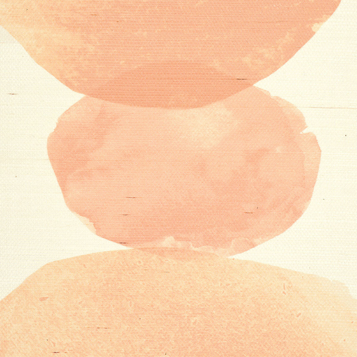 Peach watercolor circles stacked into a soft abstract shape on cream background; minimalist decorative print.