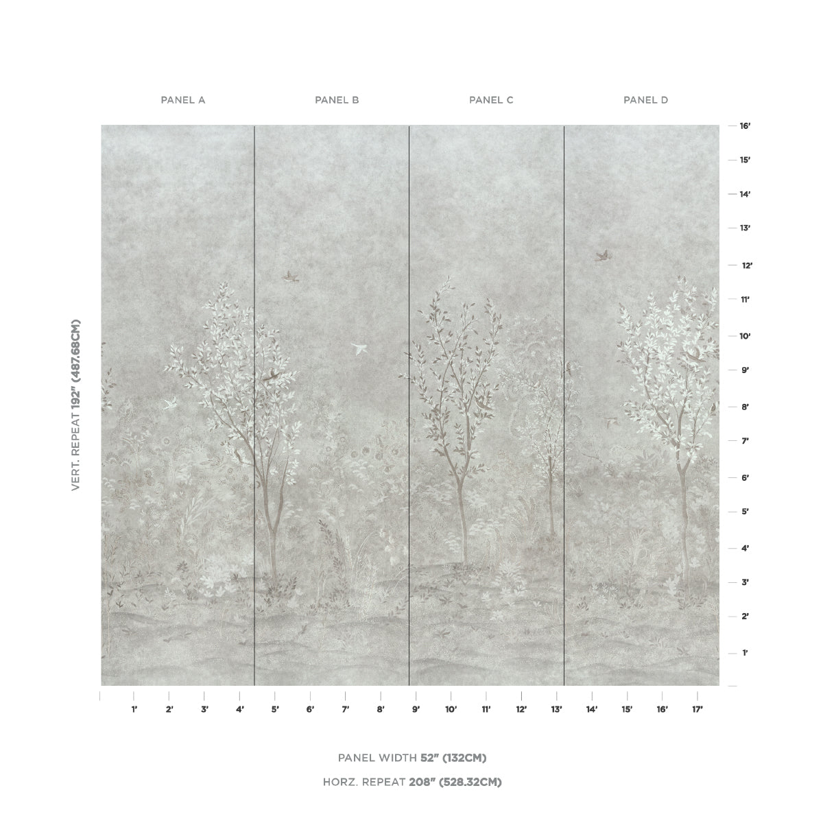 SCHUMACHER  COLETTE COSENTINO SUBLIME 4 PANEL SET   GRISAILLE   - 5017130