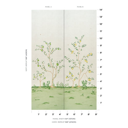 SCHUMACHER  BOTANICAL GARDEN CITRUS BLOSSOM 2 PANEL SET   CREAM   - 5017160