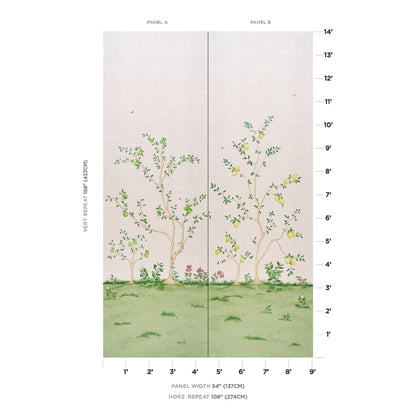 SCHUMACHER  BOTANICAL GARDEN CITRUS BLOSSOM 2 PANEL SET   BLUSH   - 5017161