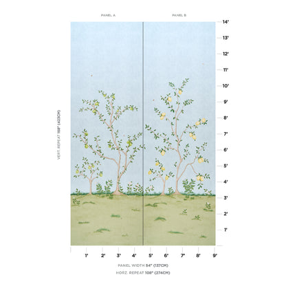 SCHUMACHER  BOTANICAL GARDEN CITRUS BLOSSOM 2 PANEL SET   SKY   - 5017162