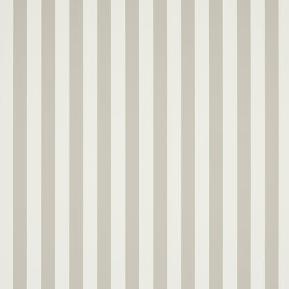 Vertical beige and cream striped wallpaper with alternating wide stripes.