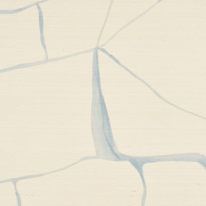 Beige canvas with pale blue cracked line geometric pattern for a subtle textured look.